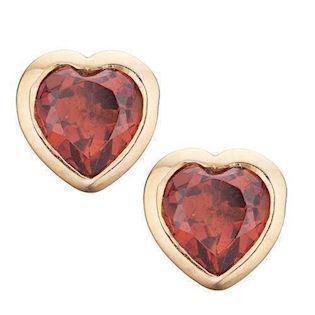 Christina Collect 925 sterling silver Garnet hearts small gilded hearts with red garnet, model 671-G28